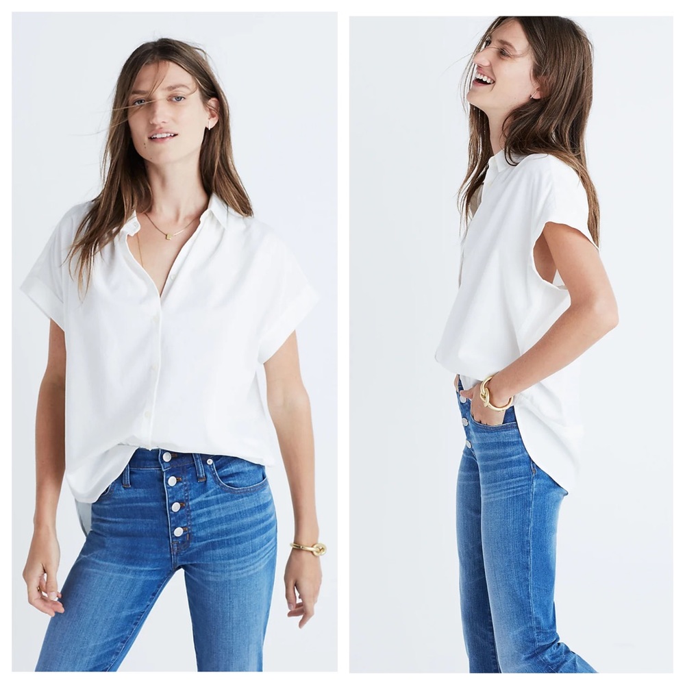 Madewell Central shirt in pure white. Size XXL.